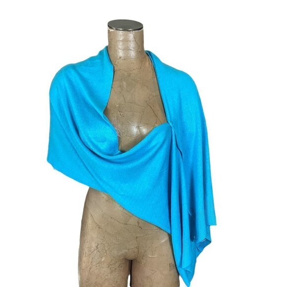 Papillon 3 in 1 bamboo knit scarf wrap cardigan button-up turquoise 254i - Picture 2 of 11